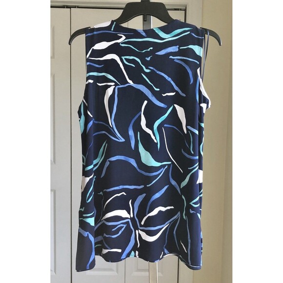 ALFANI BLOUSES TOP TUNIC SIZE SMALL SLEEVELES V-NECK BLUE PRINTED - Picture 5 of 13